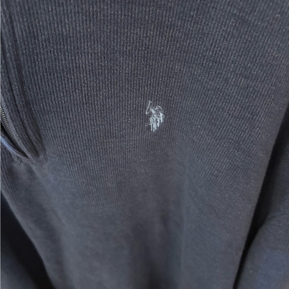 U.S. Polo 3XLT Navy Pull Over Cotton Blend 1/4 Zip Ribbed LS Pony Logo - Picture 5 of 15